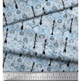 thumbnail image 2 of Soimoi Viscose Chiffon Fabric Arrow & Ogee Damask Printed Fabric 1 Yard 42 Inch Wide, 2 of 3