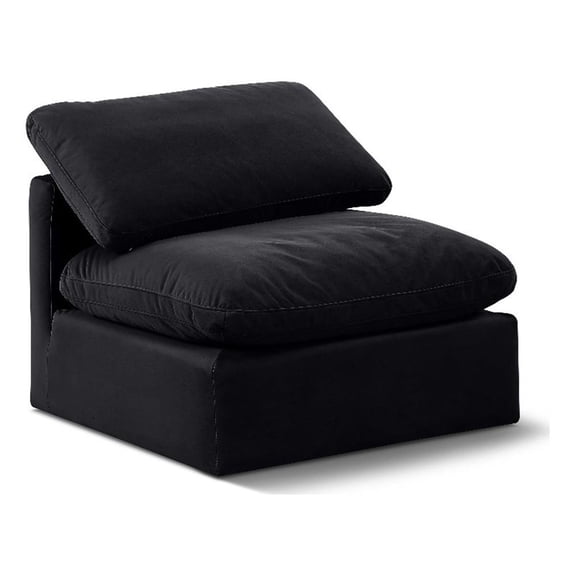 Meridian Furniture Indulge Contemporary Velvet Armless Chair in Black