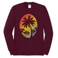 thumbnail image 2 of Tropical Palm Trees Silhouettes with Sunset | Mens Pop Culture Long Sleeve T-Shirt, Maroon, 2XL, 2 of 4