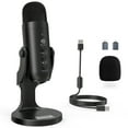thumbnail image 1 of ZealSound USB Microphone,Condenser Computer PC Mic,Plug&Play Gaming Microphones for PS 4&5.Headphone Output&Volume Control,Mic Gain Control,Mute Button for Vocal,YouTube Podcast on Mac&Windows(Black), 1 of 8