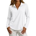 thumbnail image 6 of yeiolnoer Tops for Women Loose Fit Long Sleeve Casual Shirts Quarter Zip Lapel T Shirt for Athletic Workout(White,X-Large), 6 of 6