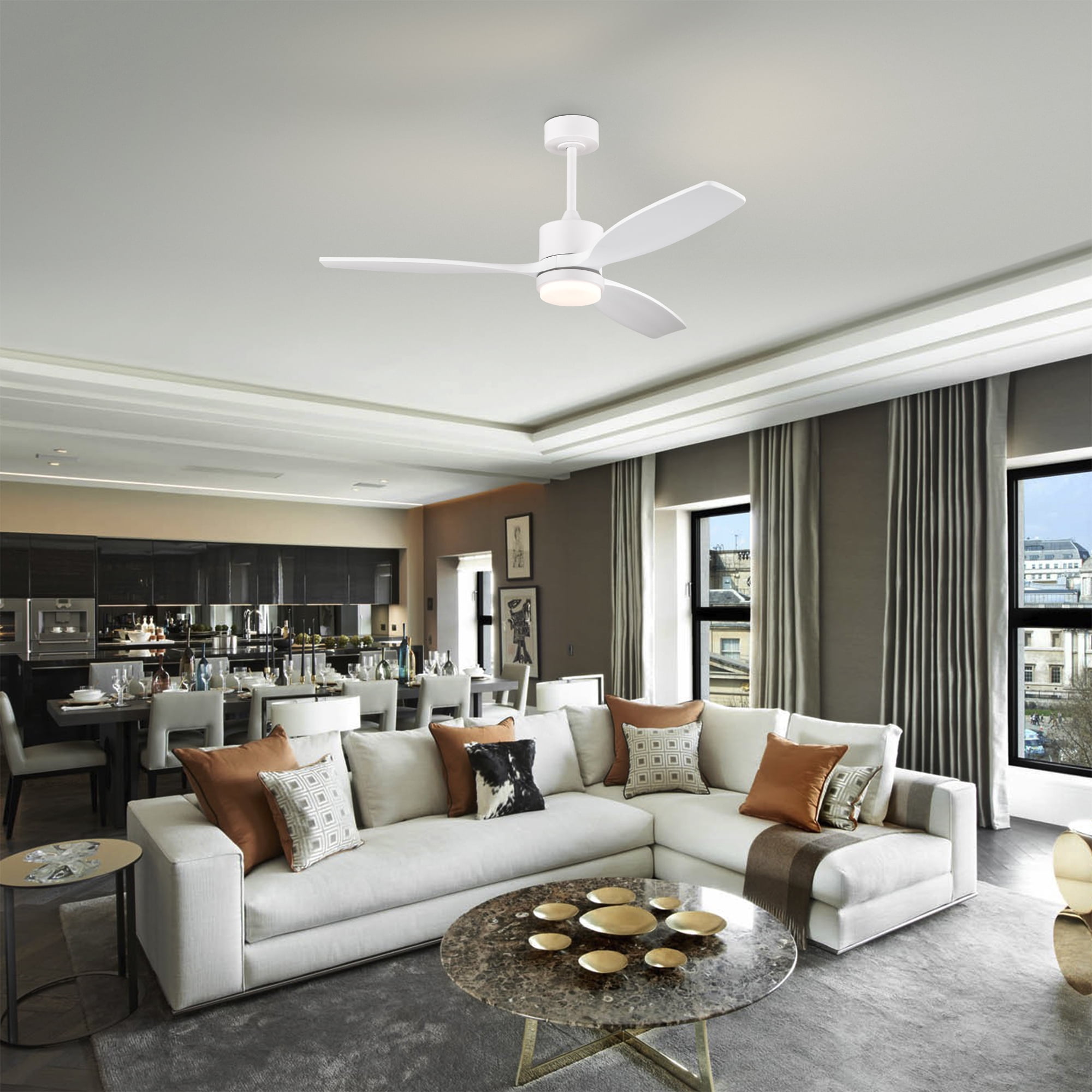 Yerma 52 in. 1-Light Indoor White Finish Ceiling Fan with Light Kit