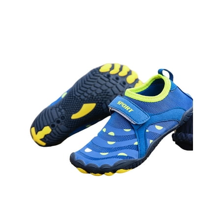 

Rotosw Men Women Water Sports Shoes Slip-on Quick Dry Aqua Swim Shoes for Pool Beach Surf Walking Water Park Blue 4Y