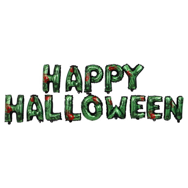 KAKOWELY Globos de Halloween con letras de aluminio, decoración para fiestas (verde)