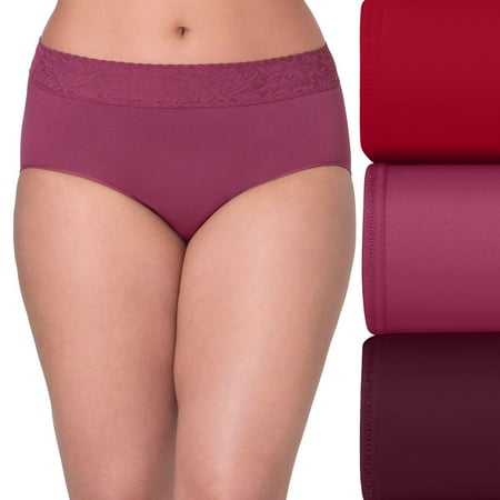 Bali 3-Pack Modern Seamless Lace Trim Brief Underwear DFMLB3 Color: Red Mauve Rouge Size: 9