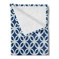 thumbnail image 2 of Navy Soft Flannel Fleece Throw Blanket, Woven Marine Life Inspired Ropes in Square Shapes Geoemtric Grid Art Print, Cozy Plush for Indoor and Outdoor Use, 50" x 70", Navy Blue and White, by Ambesonne, 2 of 5
