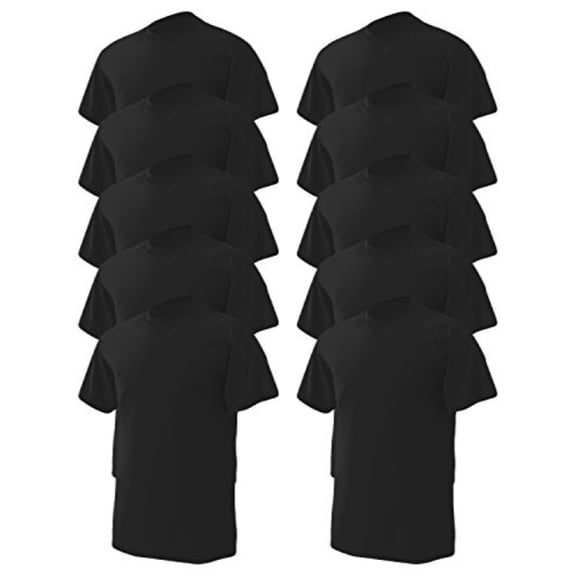 gildan men's wicks moisture t-shirt, black, x-large. (pack of 10)