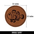 thumbnail image 2 of Striped Clownfish 2.5" Faux Leather Round Engraved Iron-On Patch - Brown, 2 of 6