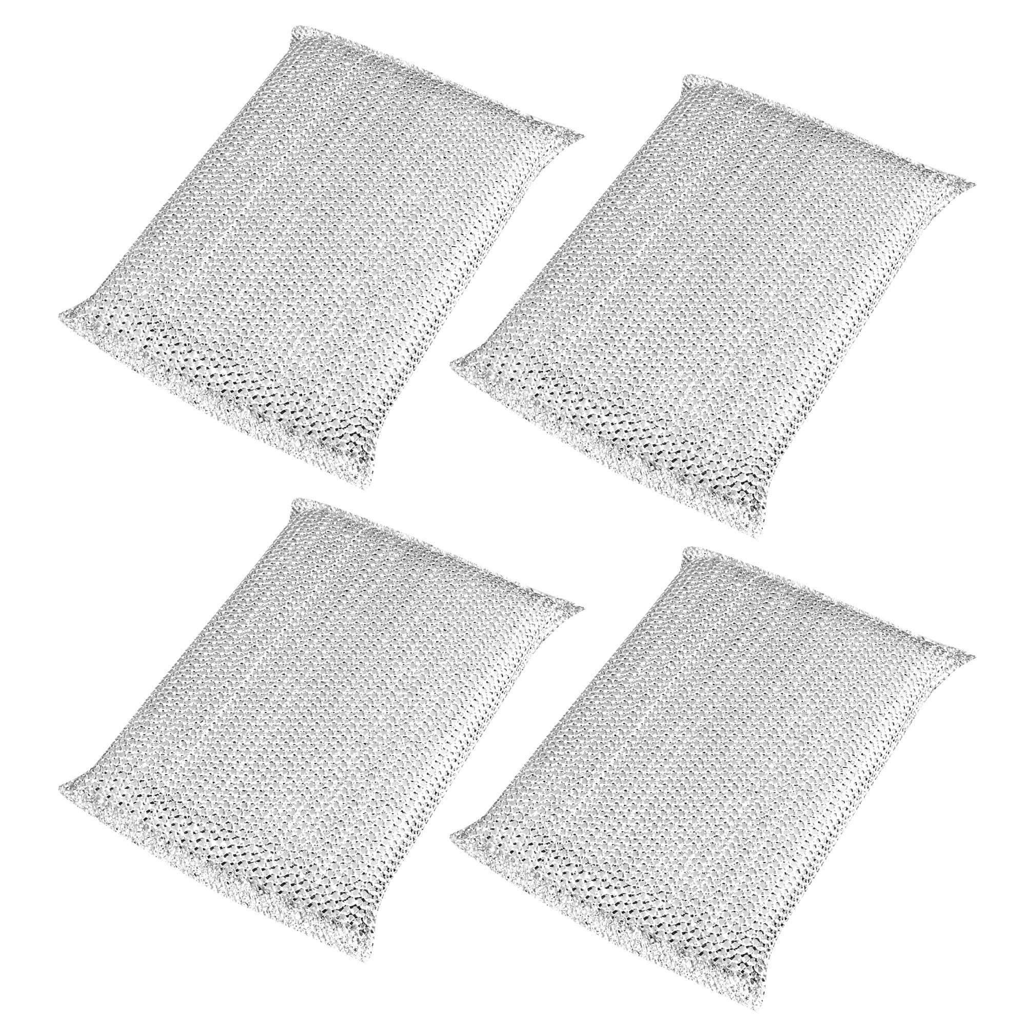 Uxcell Kitchen Dish Pot Pan Metallic Scrub Sponge Cleaning Pad Silver Tone 4 Pack