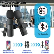 RONY 2 in 1 Wireless Lavalier Microphone for iPhone iPad, Play-plug Lapel Mics with Noise Reduction for Video Recording Live Stream Vlog Youtube