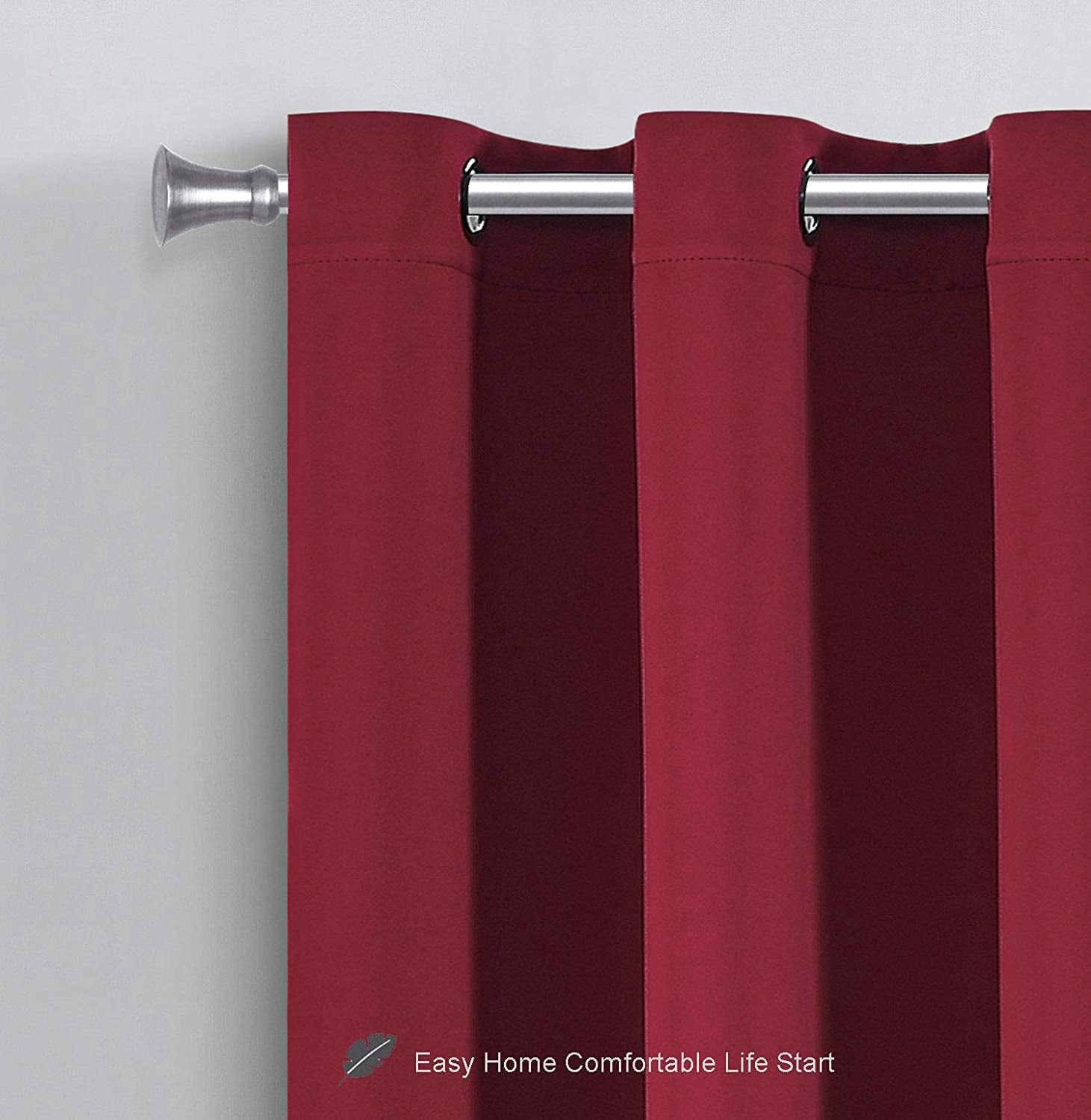WPM Blackout Curtain Room Darkening Panels/Drapes for Living Room, Burgundy Red Thermal Insulated Grommet Bedroom Window Draperies&nbsp;63 inch