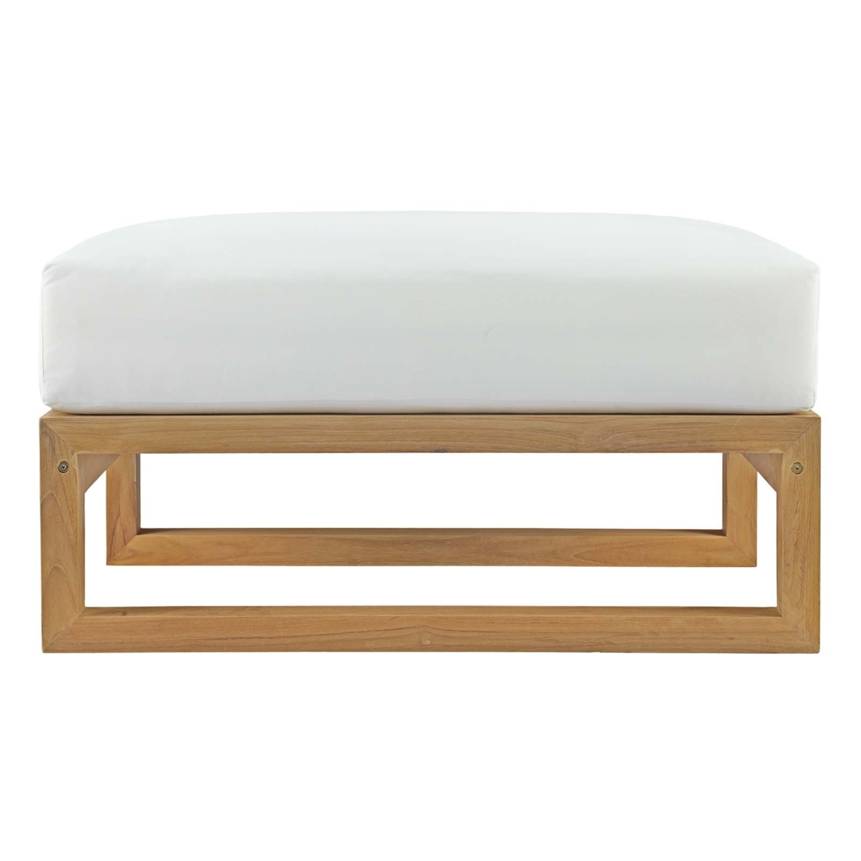 Modway Upland Outdoor Patio Teak Ottoman in Natural White - image 3 of 4