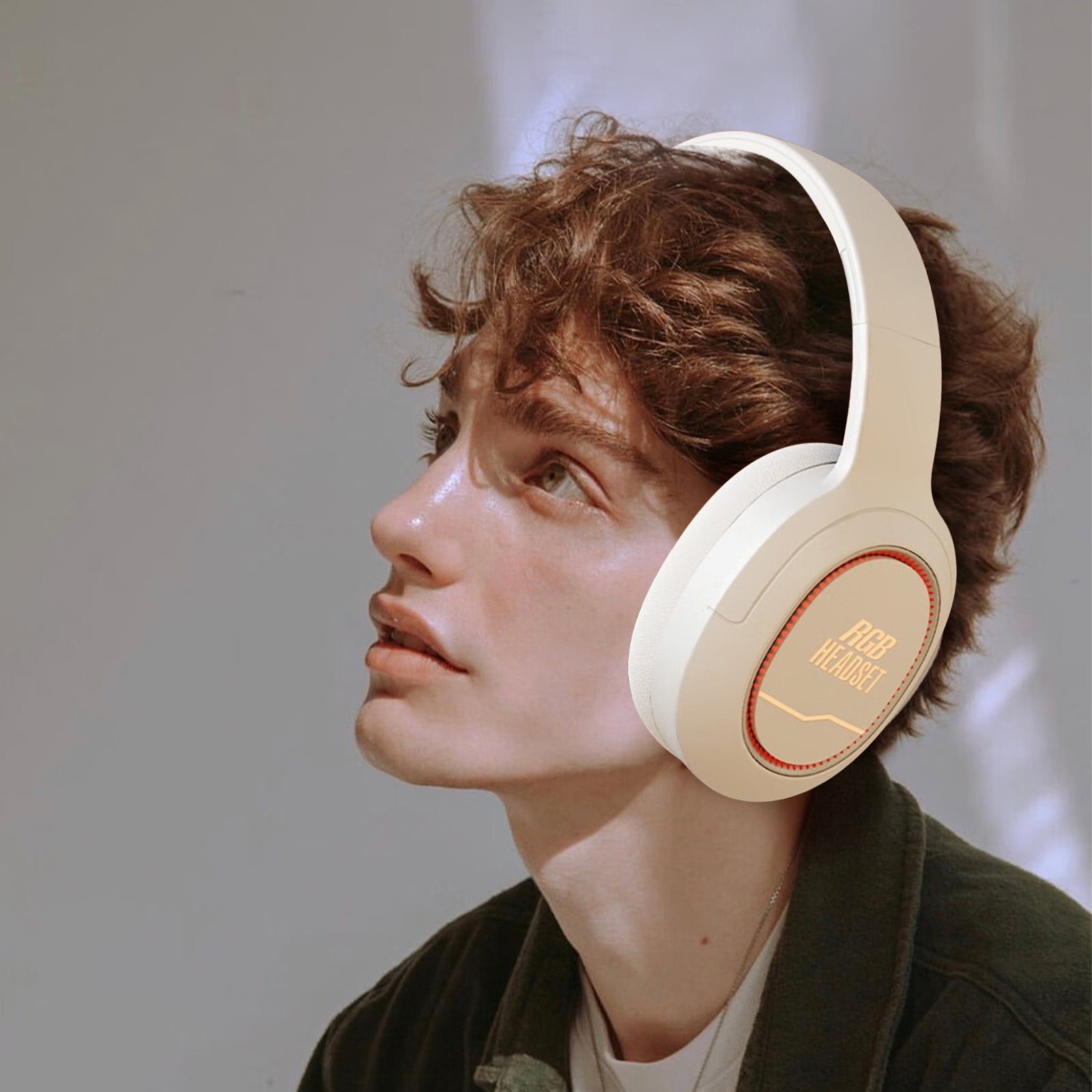 Wireless Bluetooth Over Ear Headphones Up to 28H Battery Life Headset with Microphone Gym Overhead Headphones Compatible with iOS & Android Mobile Phones,Computers,Laptop,White