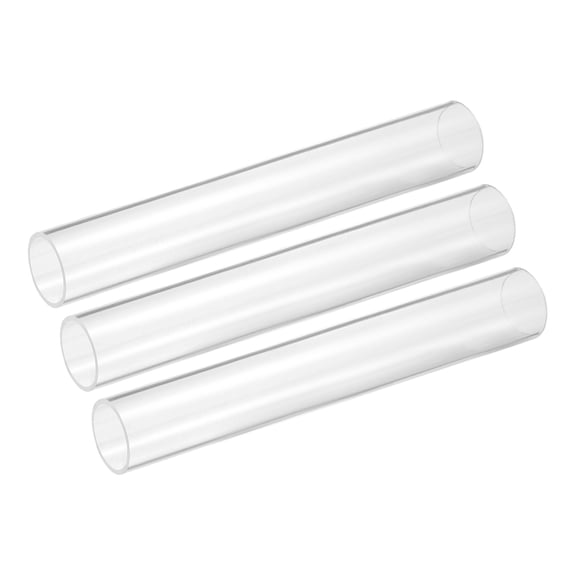 Uxcell 3 Pack Clear Rigid Acrylic Pipe, 25mm(0.98") ID x 30mm(1.18") OD 10" Round Polycarbonate Tube Plastic Tubing for Plumbing, Lighting, Aquarium, DIY Projects