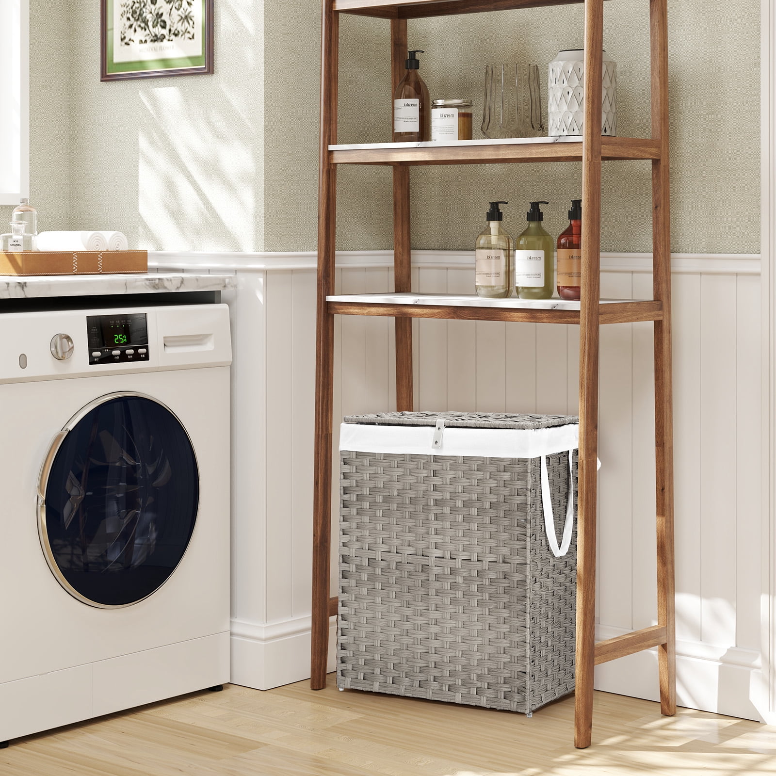 CONCETTA Laundry Hamper with Removable Liner, 90L Wicker Laundry Baskets, Gray