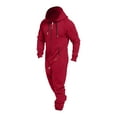 thumbnail image 7 of Men's Hooded Jumpsuit Zip Up Pajamas Playsuit Jogger Sweatsuit Overall Romper, Fleece-Lined for Winter Lounge and Comfortable Sleepwear,Red,M, 7 of 7