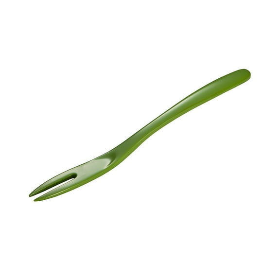 Hutzler 7.75 Inch Melamine 2-Prong Mini Fork, Great for Serving Condiments, Small Bites, or Getting into Narrow Jars - Green