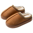 thumbnail image 3 of mgoYE Women's House Slippers Indoor Outdoor Moccasin Fuzzy Fluffy Furry Loafers Suede Warm Shoes|Brown 7.5, 3 of 7