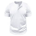 thumbnail image 4 of SOMOWI Men's T-Shirts Spring Short Sleeve Solid Color Letter Stripe Stitching White Fall Tops Trendy S, 4 of 9