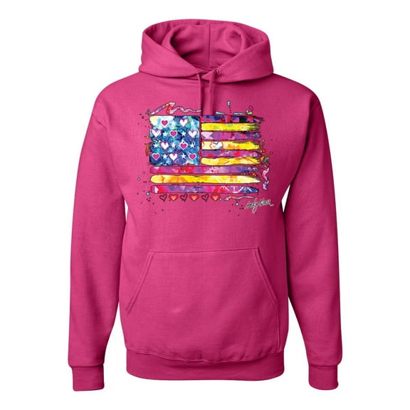 Wild Bobby, Colorful Neon Flag, Streetwear, Unisex Graphic Hoodie Sweatshirt, Fuschia, Large