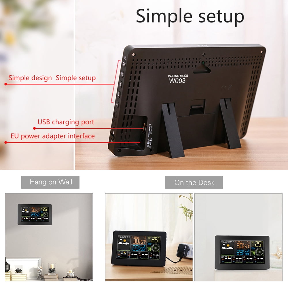 Multifunctional Color Weather Station, WiFi Smart Weather with APP Control, Indoor Temperature Humidity Barometric Wind Speed