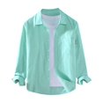 thumbnail image 2 of XDZJLR Mens Shirts Lapel Solid Soft And Comfortable Long Sleeve Shirts for Men, 2 of 4