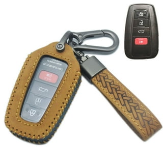 for Toyota Key Fob Cover Keychain Leather Car Key Case Fob Holder  Compatible Highlander Tacoma Tundra Rav4 4Runner Camry Sequoia Corolla  Prius (Black)