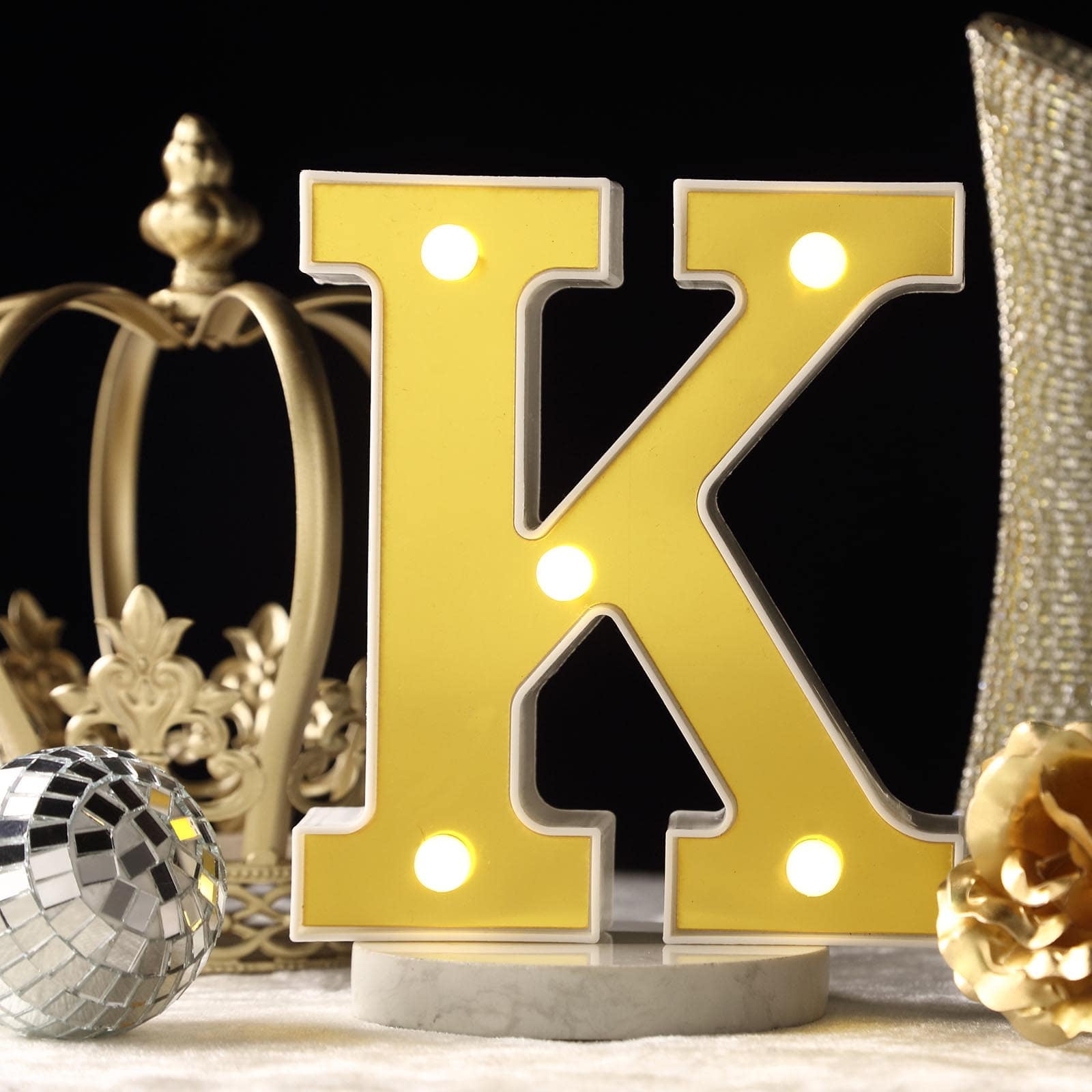 Efavormart 6" 3D Gold Marquee Letters 5 LED Light Up Letters Warm White LED Letter Lights K