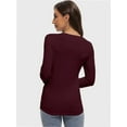 thumbnail image 4 of Womens Fall Deep V Neck Long Sleeve Shirts Modal Slim Fit Basic Tee Tops, 4 of 6