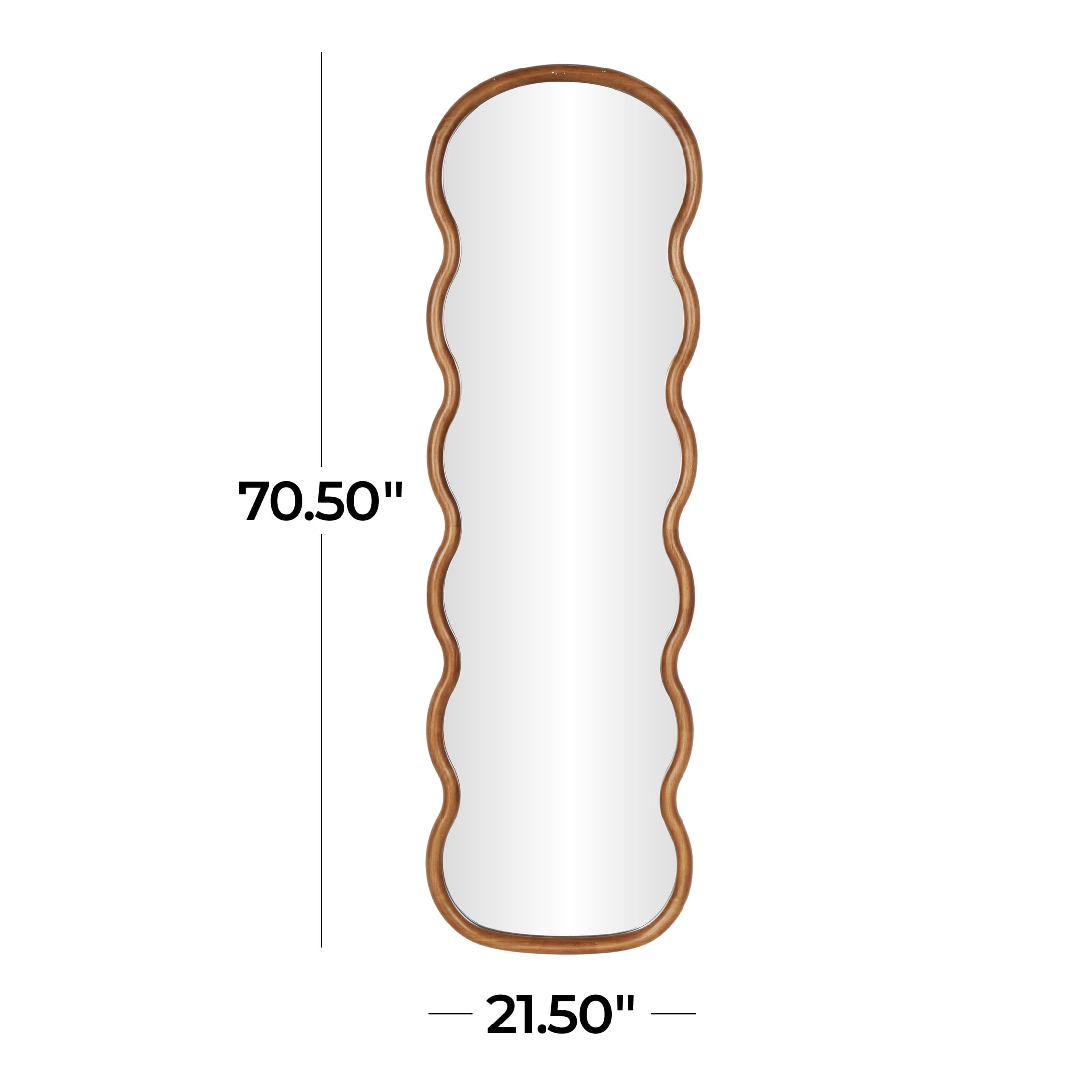 DecMode 22" x 71" Brown Wavy Abstract Wall Mirror
