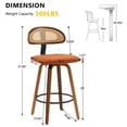 thumbnail image 5 of 360° Swivel Rattan Bar Stools Set of 2, Counter Height Modern Kitchen Island Stools With Footrest, Uphostered Cushion, Comfortable Durable, Brown, 5 of 9