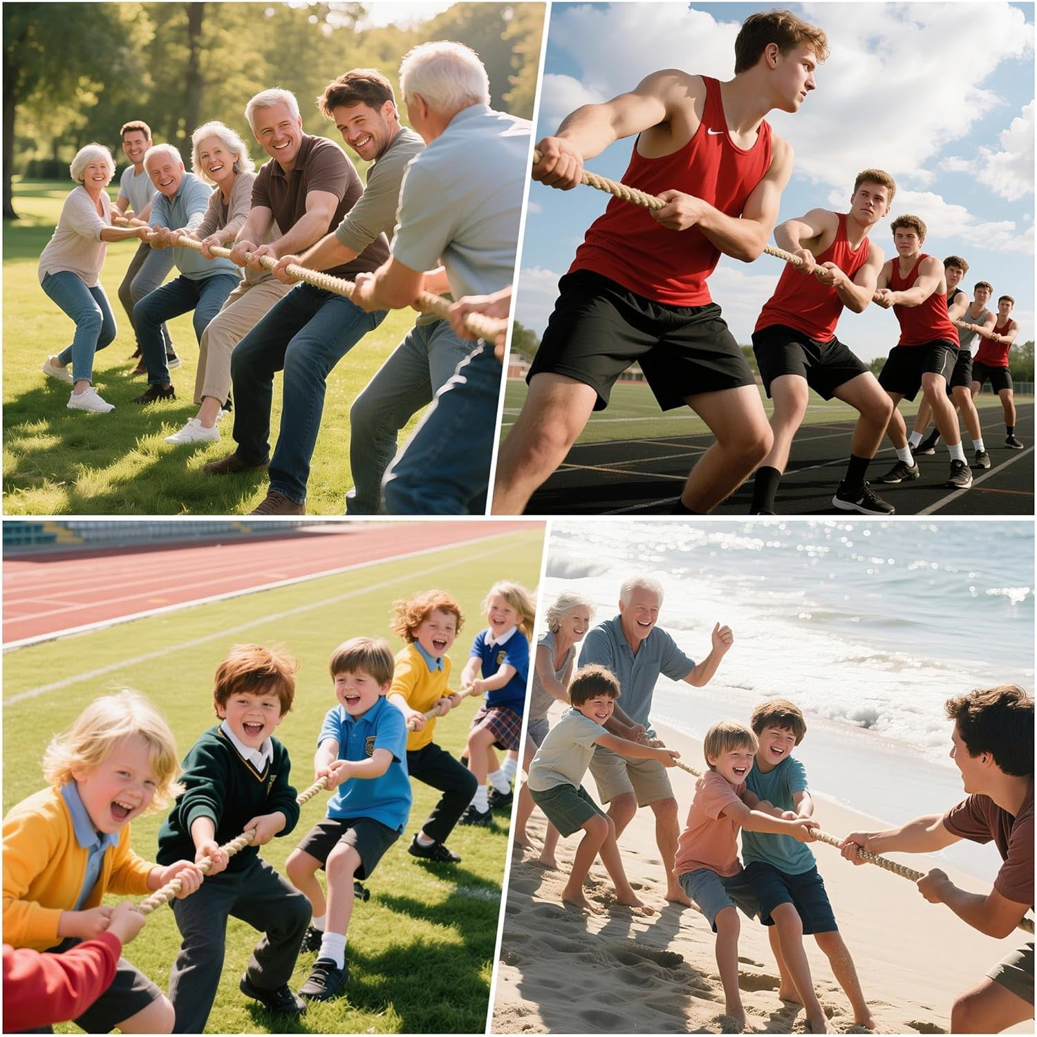 Fugocen 20Ft Field Day Tug of War Rope for Kids and Adults Outdoor Games Family Team Building