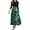 Green, variant on WTOBBY Women's Fashion Floral Stitching Belted Round Neck 3/4 Sleeve Dress, Elegant Casual Midi Dress with Feminine Details for Office Wear,Light Gray L