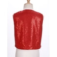 thumbnail image 4 of CHICTRY Kids Boys Girls Jazz Hip-Hop Dance Tops Performance Costume Sparkling Shiny Sequins Waistcoat Vest, 4 of 7