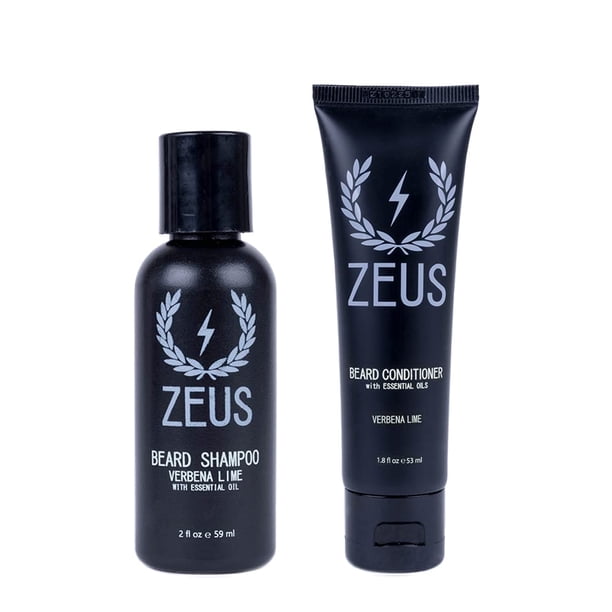 ZEUS Juego de acondicionador para barba y lavado de barba para hombres, tamaño de viaje, suaviza e hidrata, fabricado en Estados Unidos (Verbena Lime)
