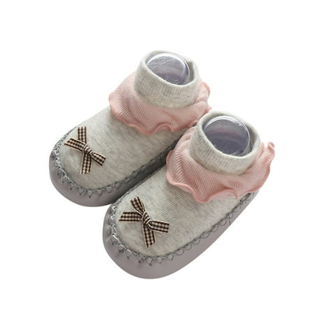 

QYZEU Girls Size 1 Shoes Girls Size 10 Shoes Autumn And Winter Cute Children Toddler Shoes Boys And Girls Flat Bottom Non Slip Lightweight Comfortable Bow Socks Shoes