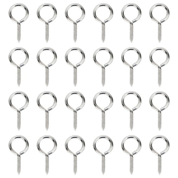 LABSERRON 36Pcs Silver Metal Sheep Eye Screw Small Mini Eyelet Screws for Fastening 1.02X0.47in