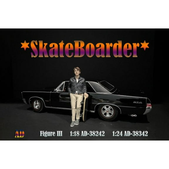 Skateboarder Figure III, Beige and Black - American Diorama 38342 - 1/24 scale Figurine - Diorama Accessory