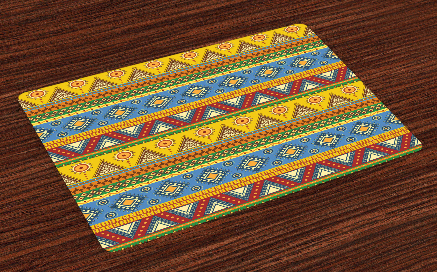 Aztec Placemats Set of 4 Traditional Classic Tribal Style Folk Motif