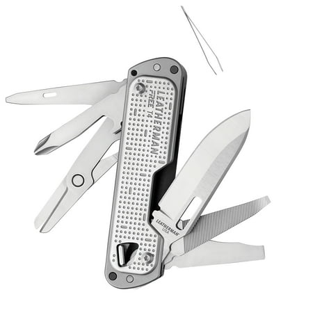 UPC: 0037447006746 | LEATHERMAN  FREE T4 Multitool and EDC Knife with Magnetic Locking and One Hand Accessible  Built in the USA  Stainless