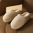 thumbnail image 4 of Yindaity Womens Bedroom Slippers Women's Fuzzy Cozy Slippers Genuine Suede Indoor Outdoor Fluffy Home Comfy Winter Slip On Cute Warm Memory Foam Furry Shoes FuzzyEasy(Khaki,14.45), 4 of 5