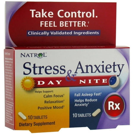 Natrol Stress Anxiety Day/Night, 10+10 CT (Best Supplements Anxiety Stress)