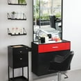 thumbnail image 3 of Fithood 15% E0 chipboard linen top 1 drawer 1 door with mirror Salon cabinet black and red, 3 of 5