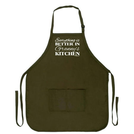 

ThisWear Everything is Better in Granny s Kitchen Apron for Cooking Two Pocket Apron Military Green