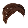 thumbnail image 2 of Tejiojio Fall Clearance Women Beading India Hat Muslim Ruffle Cancer Chemo Beanie Turban Wrap Cap, 2 of 2