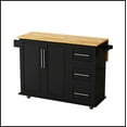 thumbnail image 6 of Kitchen Island Cart with 2 Door Cabinet and Three Drawers,43.31 Inch Width with Spice Rack, Towel Rack (Black), 6 of 13