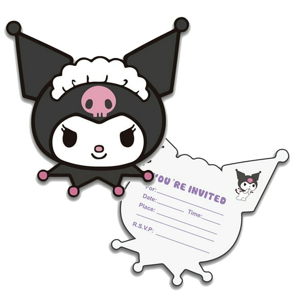 Roffatide Anime Kuromi Invitations (Set of 12) Shaped Fill-in Invitations Theme Birthday Party Invites Party Supplies