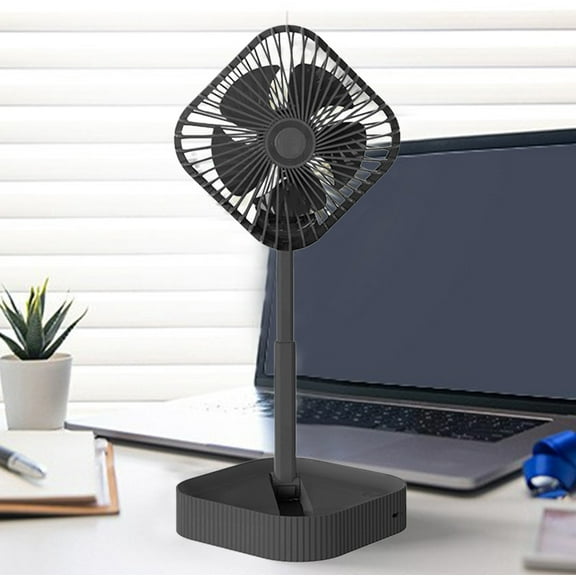 Portable Pedestal Fan Foldable Desk Standing Fan 1200mAh Rechargeable Battery 3 Speed USB Quiet Adjustable Height Wireless for Home Kitchen Office Outdoor Camping Travel