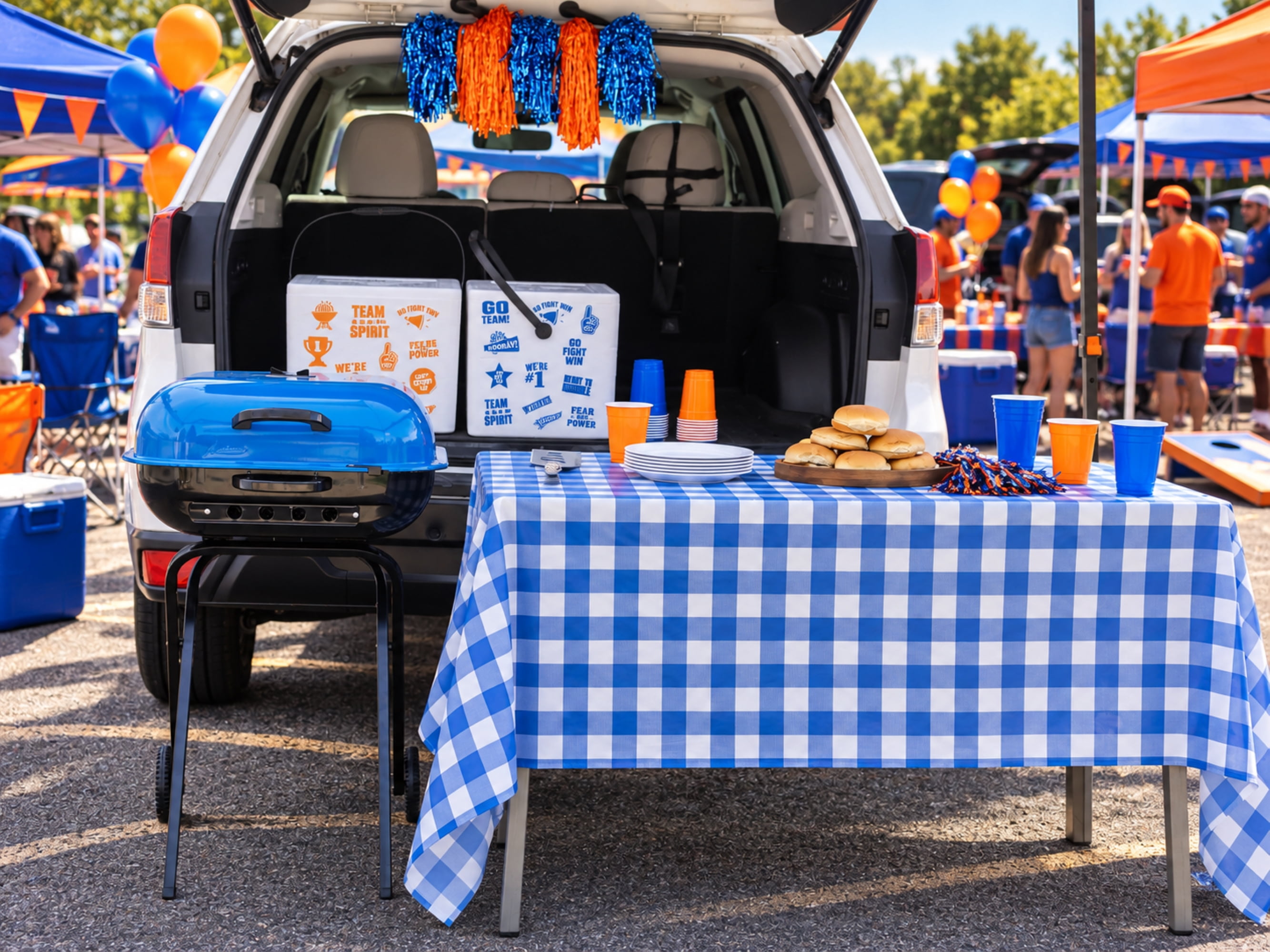 Americana Walk-A-Bout, Original Square Charcoal Grill-100% Pre-Assembled Portable Steel, Blue