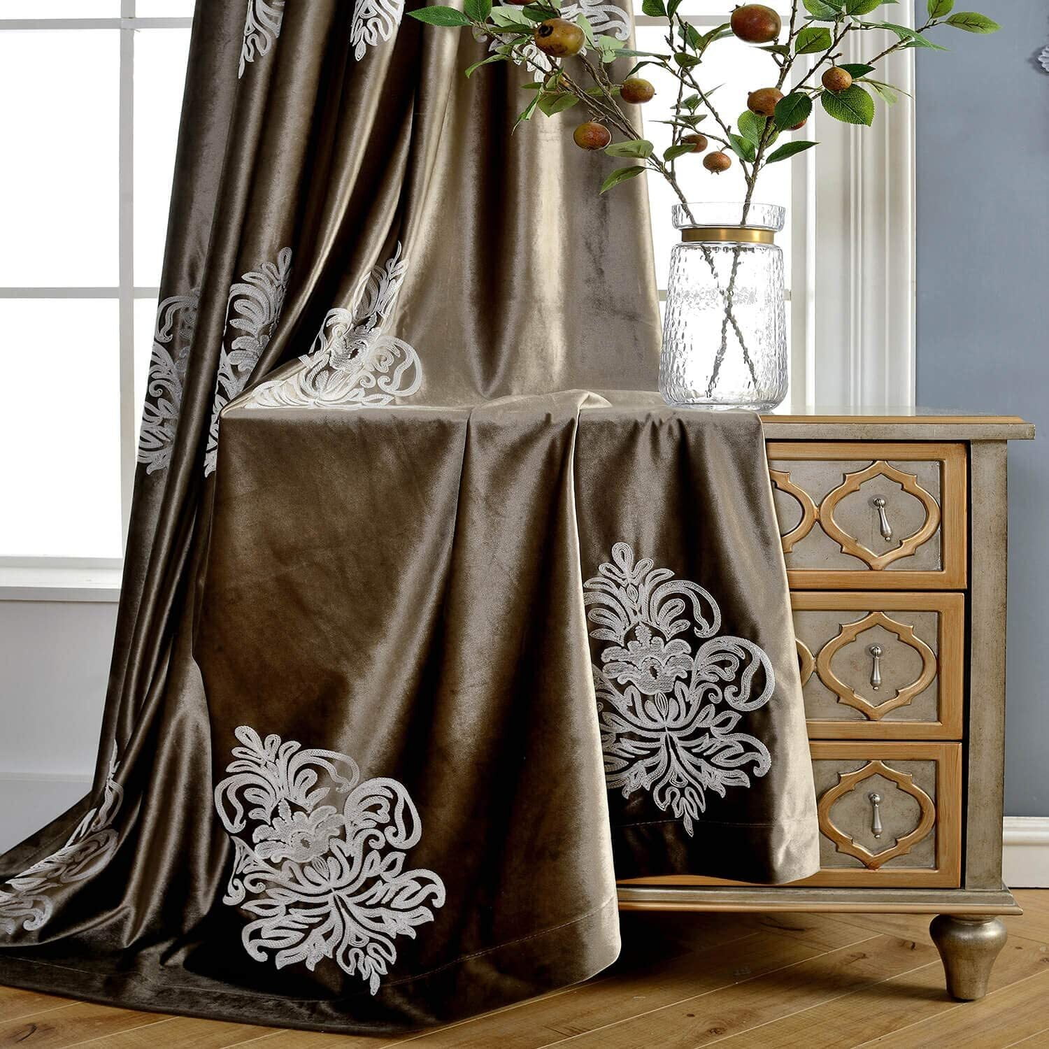 VOGOL Retro Stylish Window Drapes, Chocolate Brown Thick Room Darkening Window Treatments for Home Office Study, Pack of 2, W52"xL96", Top Grommet